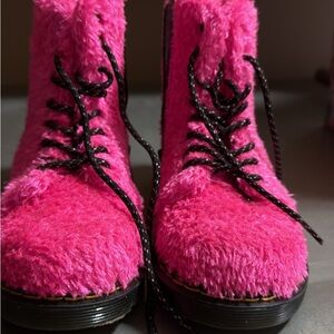 Dr. Martens Fuzzy Pink Kids Boots